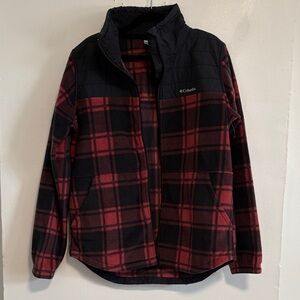Columbia Women's Black and Red Checkered Puffer Jacket